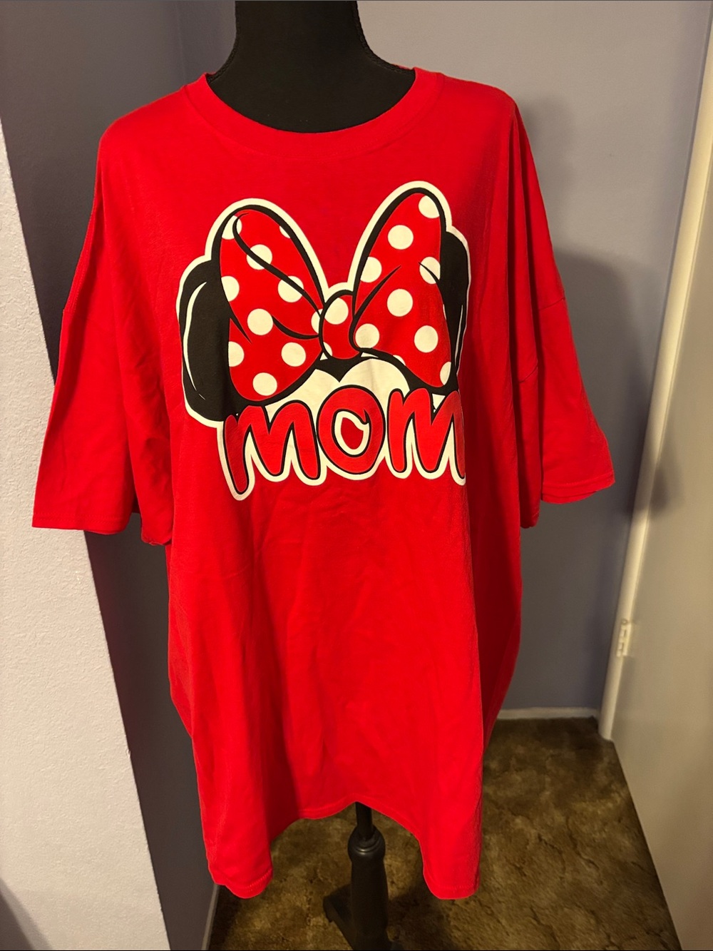 NWT Disney Red Tee with Polka Dot Bow "Mom" Graphic